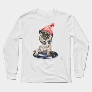 DJ pug dog in a hat Long Sleeve T-Shirt